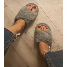 Redtan Kadın Yumuşacık Peluş Çapraz Bant Ev Terliği Homewear Kullanımı için