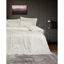 Pazarcan Çift Kişilik Stripe Bambu Saten Nevresim Takımı Bej