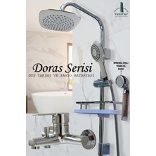 Tesitay Geniş Şampuanlıklı Robot Duş Takımı ve Ağır Lüks Banyo Bataryası Diamond Serisi Musluk Armatür