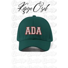 Quatex [istediğiniz Ismi Nakışla Yazıyoruz] - Kişiye Özel Şapka - Yeşil %100 Pamuk Gabardin Uni