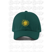 Quatex Güneş Nakışlı Şapka – Yeşil %100 Pamuk Gabardin Unisex Model