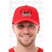 Quatex Mickey Dad Nakışlı Şapka – Kırmızı %100 Pamuk Gabardin Unisex Model