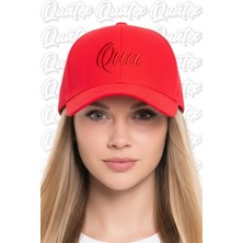 Quatex Qua Nakışlı Şapka – Kırmızı %100 Pamuk Gabardin Unisex Model