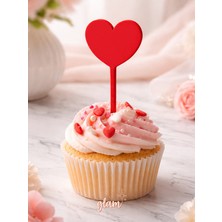 Glam Dekorasyon Kalp Kırmızı Aşk 3lü Yeniden Kullanılır Cupcake Kek Tatlı Süs Doğum Günü Bride Pasta Kürdanı