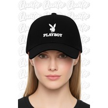 Quatex Playboy Nakışlı Şapka – Siyah %100 Pamuk Gabardin Unisex Model