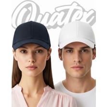 Quatex Basic Şapka 2'li Paket – Beyaz - Lacivert %100 Pamuk Gabardin Unisex Model