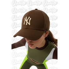 Quatex Ny New York Nakışlı Şapka – Kahverengi %100 Pamuk Gabardin Unisex Model
