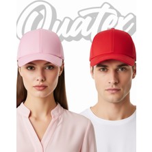 Quatex Basic Şapka 2'li Paket – Kırmızı - Pembe %100 Pamuk Gabardin Unisex Model