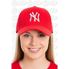 Quatex Ny New York Nakışlı Şapka – Kırmızı %100 Pamuk Gabardin Unisex Model