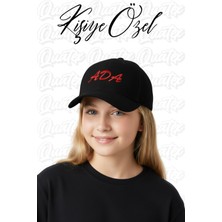 Quatex [istediğiniz Ismi Nakışla Yazıyoruz] - Kişiye Özel Çocuk Şapka - Siyah %100 Pamuk Gabard