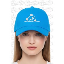 Quatex Panda Nakışlı Şapka – Mavi %100 Pamuk Gabardin Unisex Model