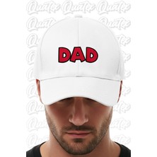 Quatex Dad Nakışlı Şapka – Beyaz %100 Pamuk Gabardin Unisex Model