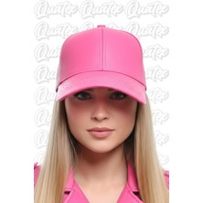 Quatex Deri Şapka - Fuşya %100 Deri Unisex Model