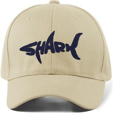 Quatex Shark Nakışlı Şapka – Krem %100 Pamuk Gabardin Unisex Model