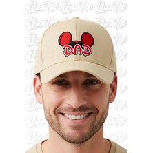 Quatex Mickey Dad Nakışlı Şapka – Krem %100 Pamuk Gabardin Unisex Model