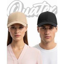 Quatex Basic Şapka 2'li Paket – Siyah - Krem %100 Pamuk Gabardin Unisex Model