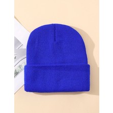 Quatex Lacivert Unisex Katlamalı Triko Düz Bere