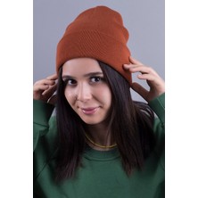 Quatex Kızıl Unisex Katlamalı Triko Düz Bere