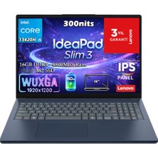 Lenovo Ideapad Slim 3 16IRH10 Intel Core I5-13420H 16GB 1tb SSD 16" Wuxga (1920X1200) IPS Panel Windows 11 Pro Taşınabilir Bilgisayar 83K20009TR