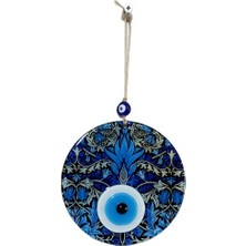 Pazarcan Turkuazın Zarafeti Nazar Boncuklu Füzyon Cam 16 Santimetre Çapında Elegant Duvar Süsü