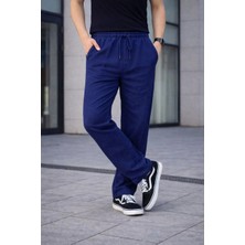 Erkek Keten Cepli Çıma Dikişli Jogger Buggy Pantalon Rahat Kalıp - Lacivert
