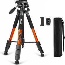 Azt Q111 6kg Kapasiteli 150CM Çantalı Pan Kafa Profesyonel Tripod Telefon Tutucu Kumanda Turuncu