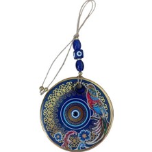 Pazarcan Yaldızlı Bülbül Kuşlu Çicekli Nazar Boncuklu Duvar Süsü Camlı Duvar Dekoru