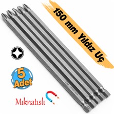 Badem10 (5 Adet) Tayvan Çeliği Mıknatıslı Yıldız Ph2 Bits Uç Manyetik 1/4" Matkap Ucu 15 cm Uzunluk
