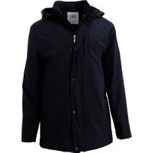 Uki Lacivert Kapişonlu Kışlık Mont