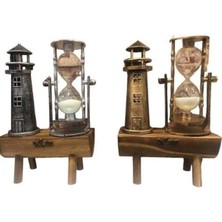 Lims Store Deniz Feneri Kum Saati Ahşap Görünümlü Vintage Tarz Biblo