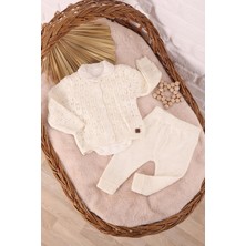 Kidello Ekru Örme Body'li Triko 3'lü Bebek Takım