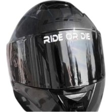 Bardakcı Bike Ride Or Die Sticker Kask Vizör Için Etiket Beyaz 2 x 13 cm