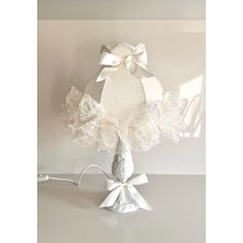 Luluavizem Patentli Puantiyeli Ekru Elde Yıkanabilir Başlık Dantel Bebek Çocuk Genç Odası Hediye Abajur