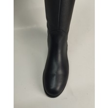 Lucciola Kadın Hakiki Deri Arkadan Fermuarlı Siyah Floter Çizme