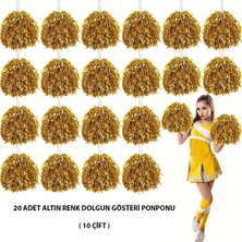 Starseven 10 Çift ( 20 Adet ) Altın Renk 23 Nisan 19 Mayıs 29 Ekim Okul Gösteri Ponponları