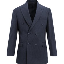 Uki Lacivert Comfort Fit 6 Drop Kruvaze Ceket