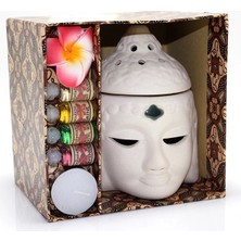 Starseven Seramik Buda Büstü Buhurdanlık Seti No:03