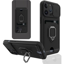 Starseven Iphone 13 Kılıf Zuma Kartvizitli Yüzüklü Silikon - Siyah