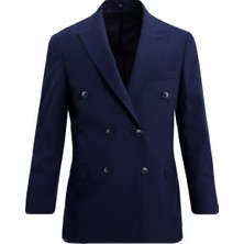 Uki Lacivert Comfort Fit 6 Drop Kruvaze Ceket