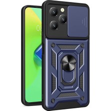 Starseven Infinix Hot 40 Kılıf Pars Lens Yüzüklü Silikon - Lacivert