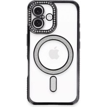 Starseven Iphone 16 Kılıf Joke Simli Magneticsafe Kılıf - Siyah