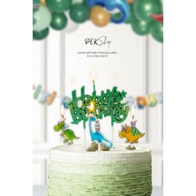 Pekshop Dinazor Tema Happy Birthday Mum Seti 4lü Ayıcık Tema Doğum Günü Pasta Mum Seti