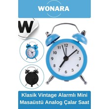 Wonara Premium Klasik Tasarım Vintage Yüksek Sesli Alarmlı Dekoratif Mini Masaüstü Analog Çalar Saat