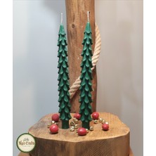 Han Crafts Dekoratif Yeni Yıl Yılbaşı Mum Şamdan Çam Ağacı Şamdan Mum 2'li Set