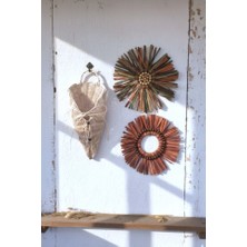 Marena Home Rattan Hasır Bambu 3’lü Duvar Dekor Seti – Doğal Rustik Bohem Ev Aksesuarı, El Örgüsü, 23-25-32 cm