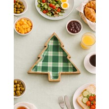 Zensori Çam Ağacı Formlu Kareli Dekoratif Servis Tabağı