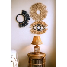 Marena Home 3'lü Bohem Hasır Duvar Süsü Seti - El Yapımı Rattan Duvar Dekoru - Rustik Duvar Aksesuarı (38-38-30 Cm)