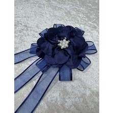 SırmalıHome Gelin Bohçası Için Büyük Çiçekli ve Broşlu 1 Adet Lacivert Bohça Çiçeği Bohça Süsü Nişan Süsü Kına