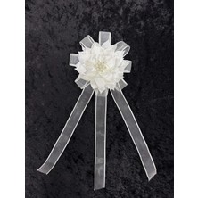 SırmalıHome Gelin Bohçası Için Büyük Çiçekli ve Broşlu 5 Adet Krem Bohça Çiçeği Bohça Süsü Nişan Süsü Kına