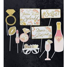 SırmalıHome Bekarlığa Veda Partisi Için 10 Parça Set Gold Bride To Be Konuşma Balonu Konuşma Çubuğu